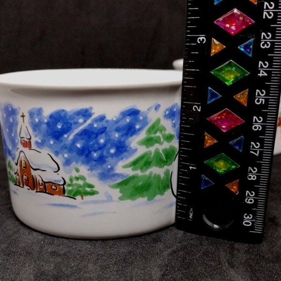 2 Studio Nova Christmas Cocoa Mugs Wide Mouth Soup Mug Reindeer & Snowman - Picture 6 of 8